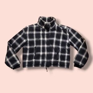 Evereve Lucy plaid jacket black white plaid checker cotton jacket